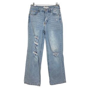 Almost Famous Distressed Baggy Jeans High Rise Junior Women’s Size 7 Light Wash